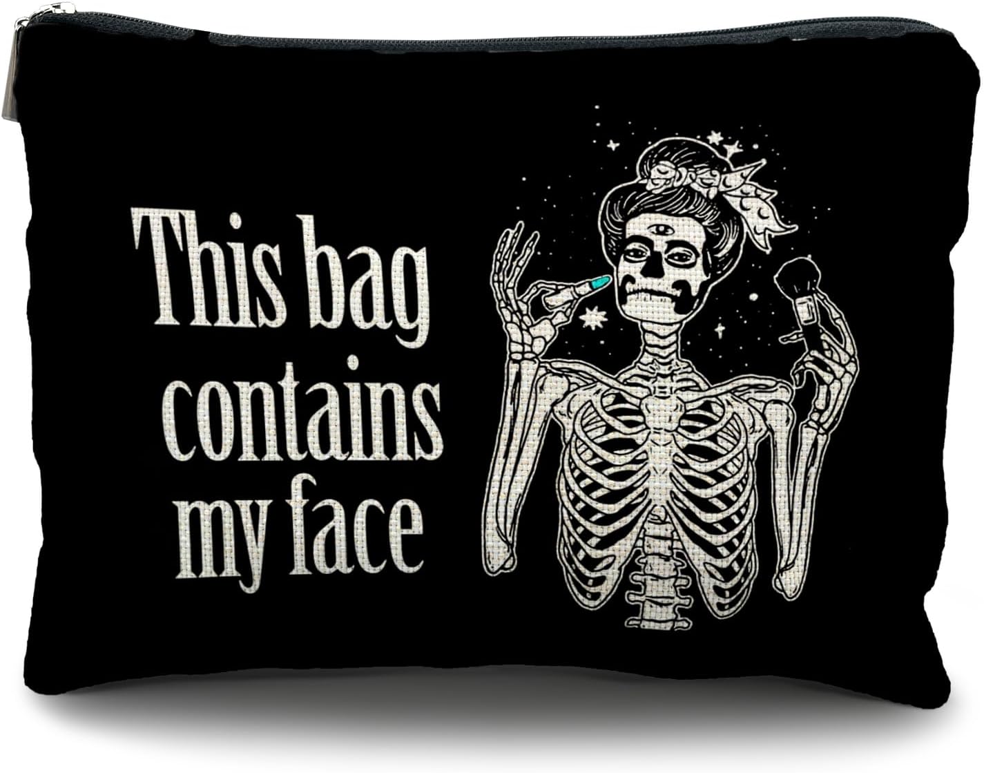 goth makeup bag,goth gifts for women,spooky Funny gifts for women, This Bag Contains My Face,gothic makeup bag,halloween gifts for women,spooky gifts,goth bag,witchy gifts for women(black)