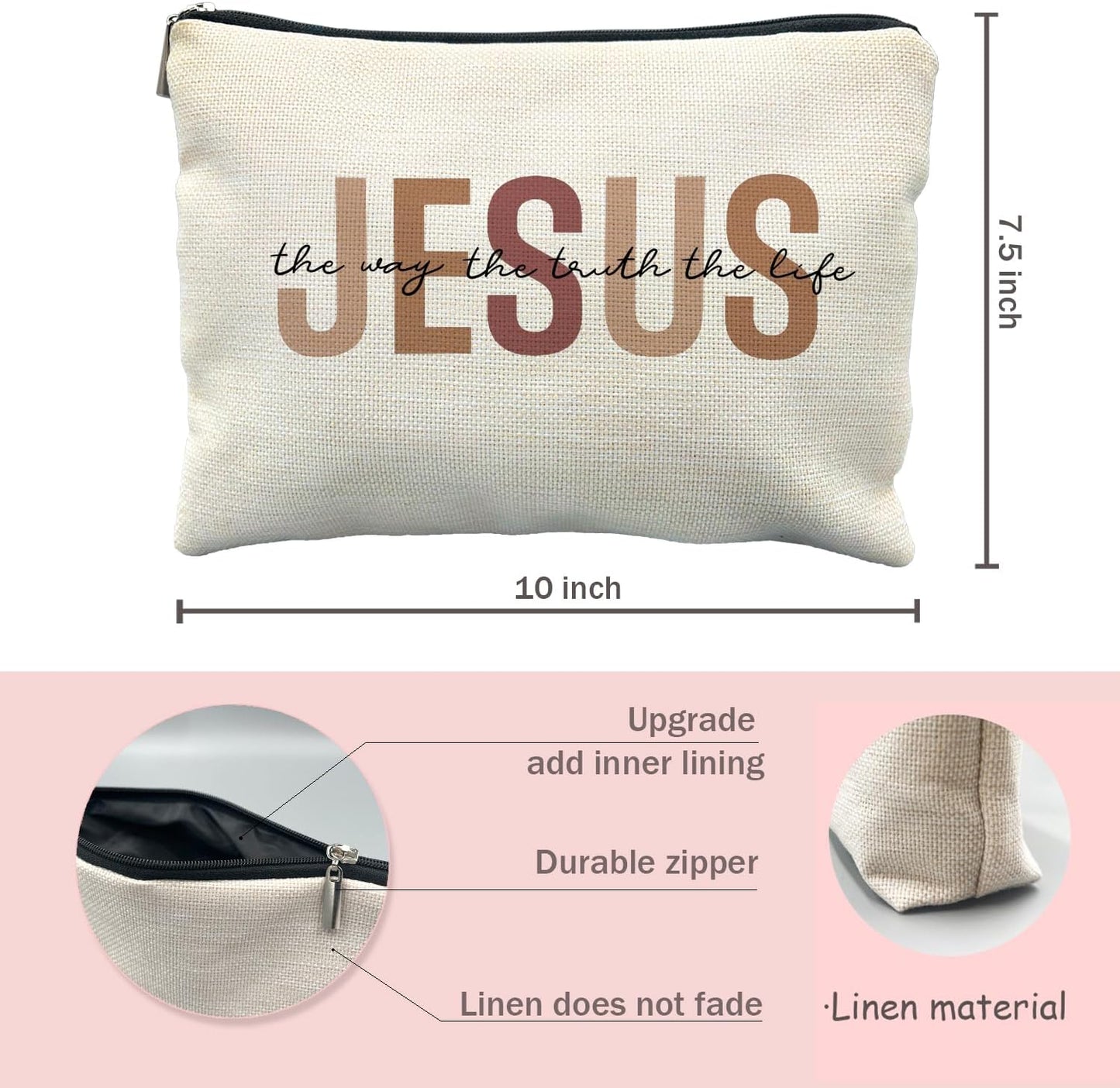 christian makeup bag,jesus cosmetic bag,christian gifts for women girl,Christian Gift bags,christian gifts for women,Inspirational Gifts for Women girls,Bible Verse cosmetic bag