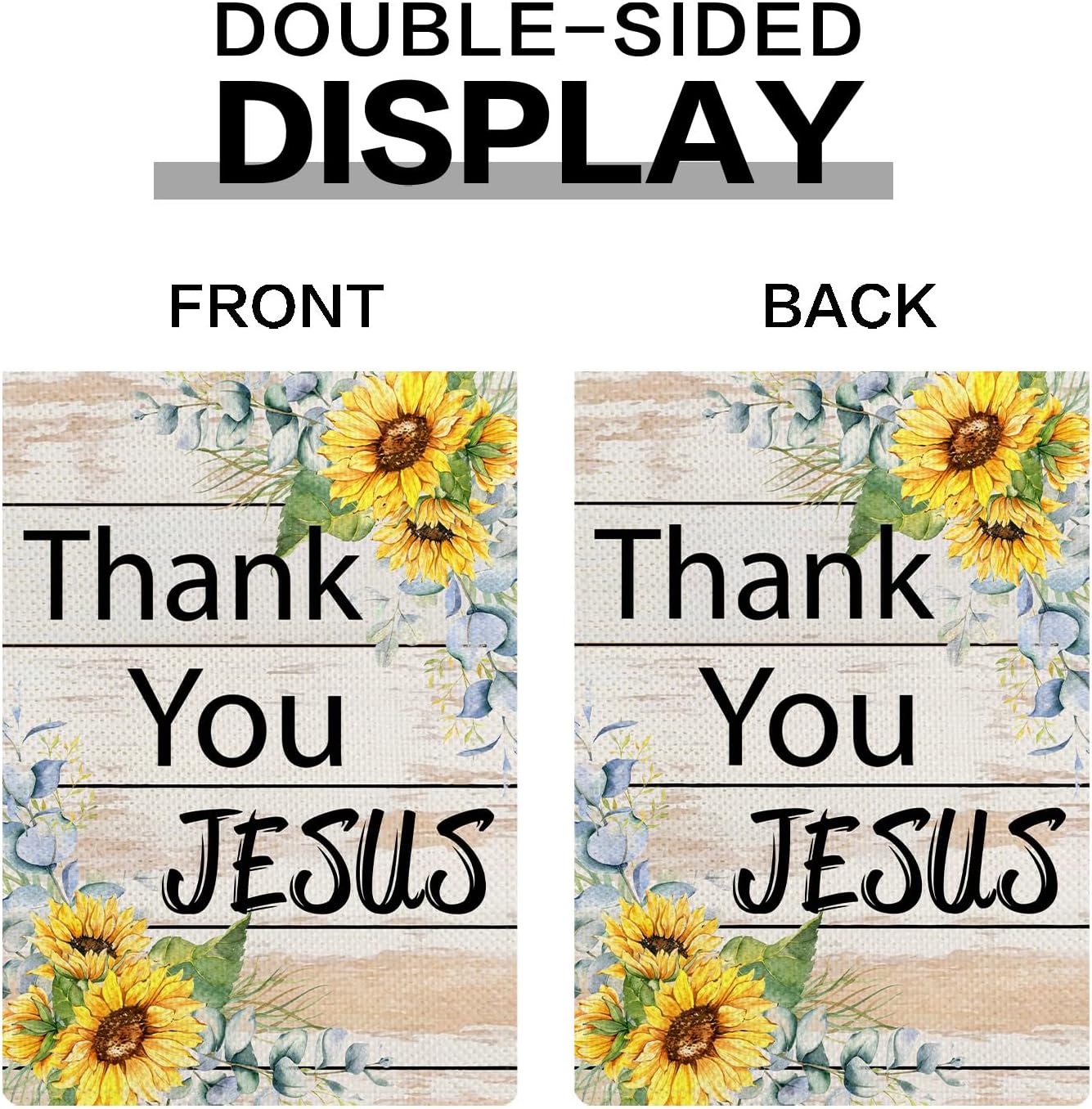 Thank You Jesus Small Garden Flag Summer Sunflowers Garden Flag Christian Burlap Yard Decoration Double Sided Garden Flag 12.5 x 18 Inch